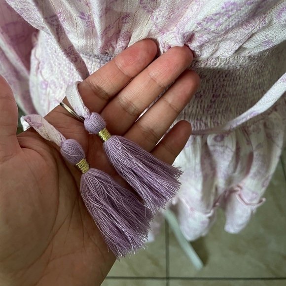 NWT House Of Harlow 1960 Ajay Ruffle Boho Purple Gold Mini Dress Size S - Picture 10 of 15